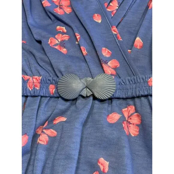 Christine Von Lumbe Vtg 80s Belted Floral Purple Pink Shell Buckle Dress Small - Picture 9 of 10